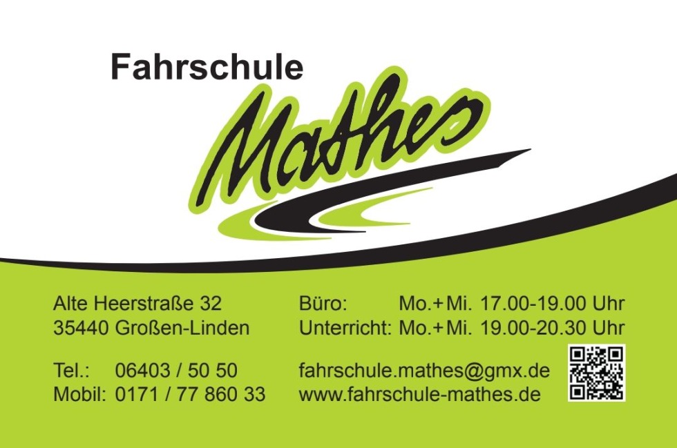 Visitenkarte Fahrschule Mathes